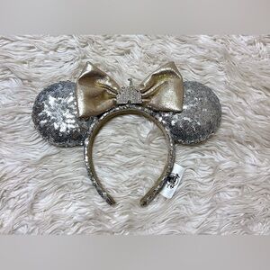 Disney Parks Minnie Ears Sequin Sparkly Silver & Gold Disney Princess Castle